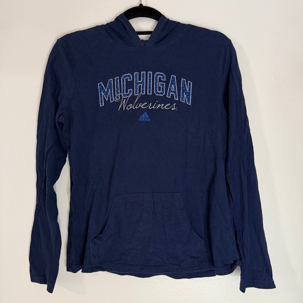 Vintage Adidas University of Michigan Long Sleeve Tee with Hood